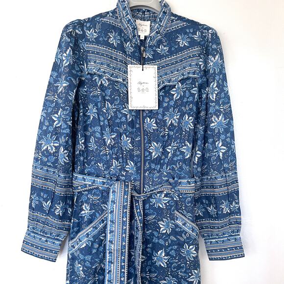 SEZANE X SEA NY NWT Edwige Floral Quilted Jumpsuit in Dalhia Print Size 4 - Picture 6 of 16